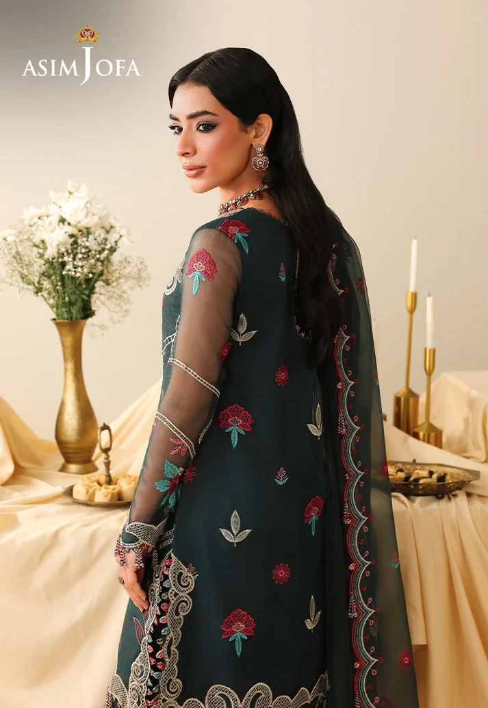 AJULIH-04 Embroidered Organza 3 Pcs