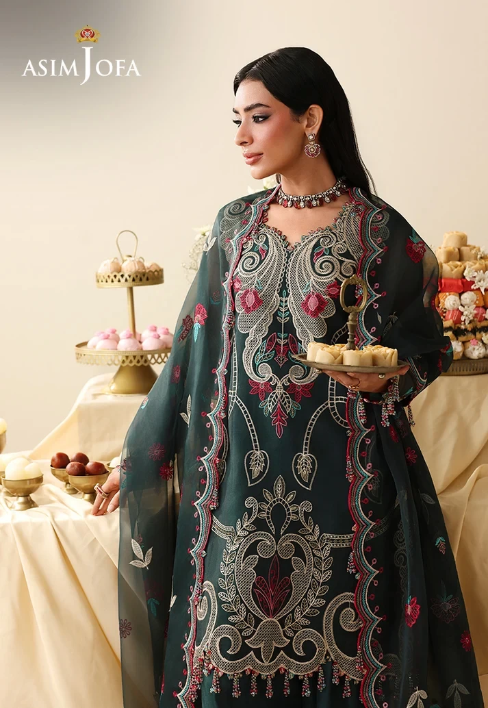 AJULIH-04 Embroidered Organza 3 Pcs