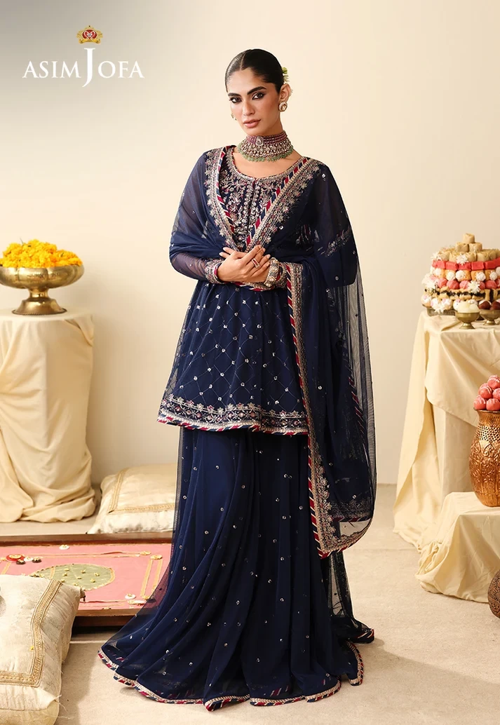 AJULIH-02 Embroidered Poly Net 3 Pcs