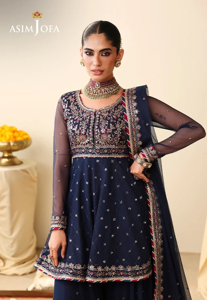 AJULIH-02 Embroidered Poly Net 3 Pcs