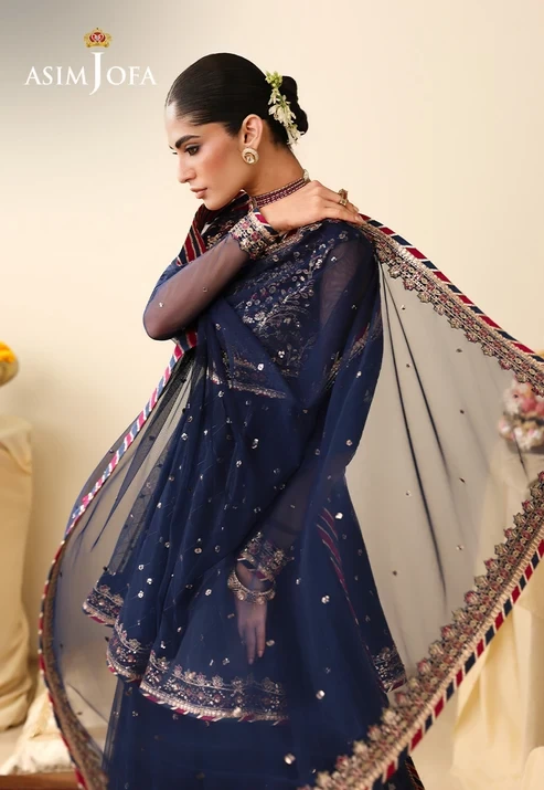 AJULIH-02 Embroidered Poly Net 3 Pcs
