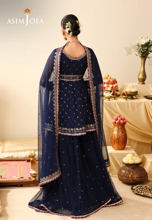 AJULIH-02 Embroidered Poly Net 3 Pcs