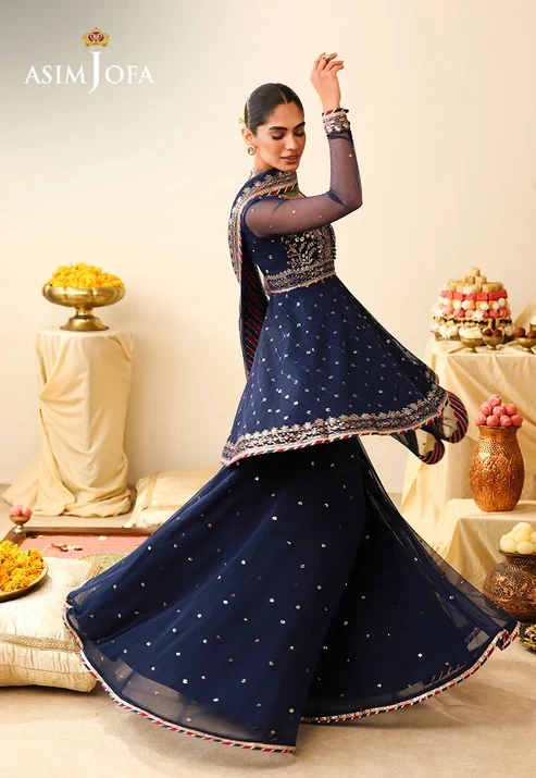 AJULIH-02 Embroidered Poly Net 3 Pcs