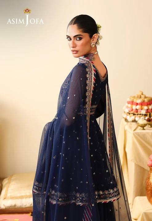 AJULIH-02 Embroidered Poly Net 3 Pcs