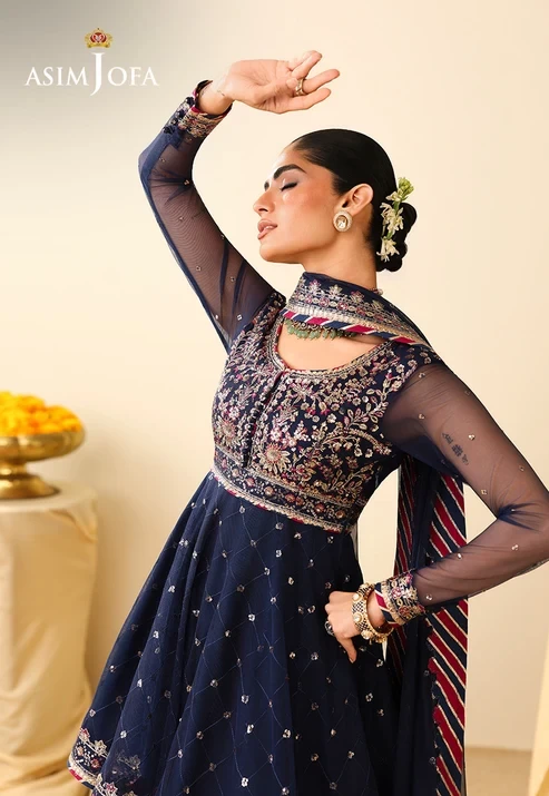 AJULIH-02 Embroidered Poly Net 3 Pcs