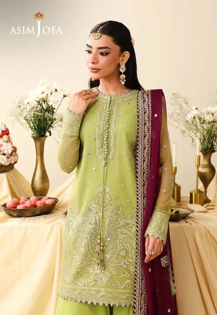 AJULIH-10 Embroidered Net 3 Pcs