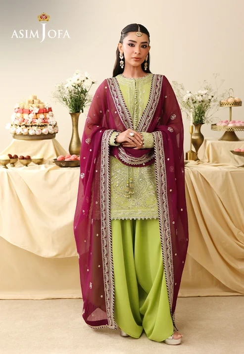 AJULIH-10 Embroidered Net 3 Pcs