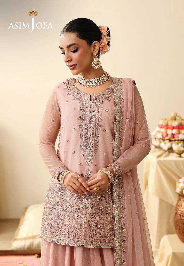 AJULIH-01 Embroidered Poly Net 3 Pcs