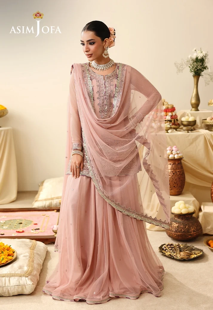 AJULIH-01 Embroidered Poly Net 3 Pcs