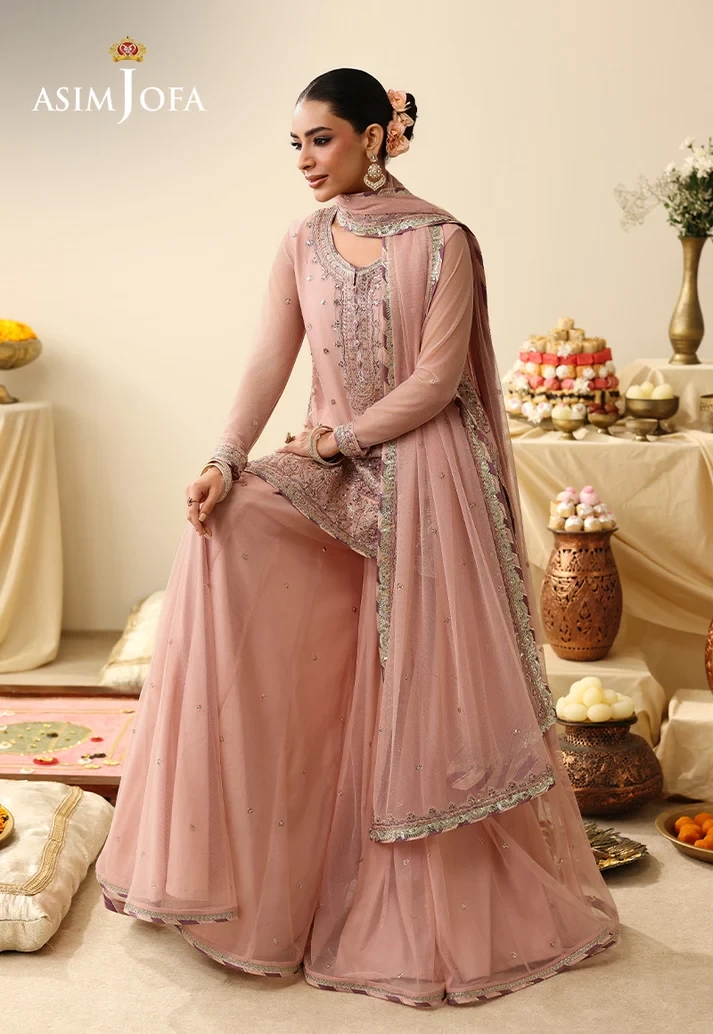 AJULIH-01 Embroidered Poly Net 3 Pcs