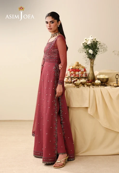 AJULIH-05 Embroidered Poly Net 3 Pcs