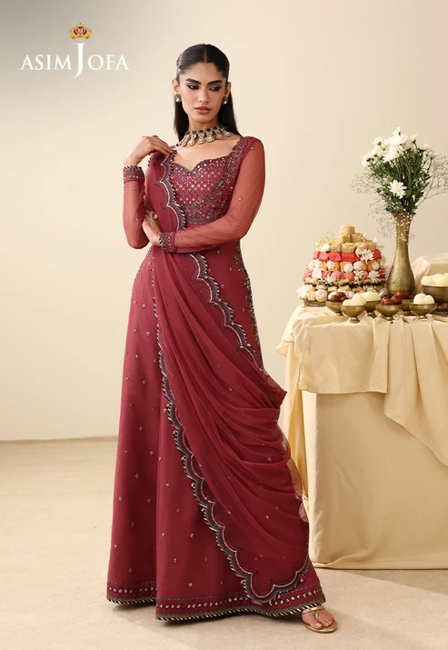 AJULIH-05 Embroidered Poly Net 3 Pcs