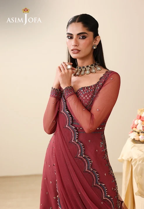 AJULIH-05 Embroidered Poly Net 3 Pcs
