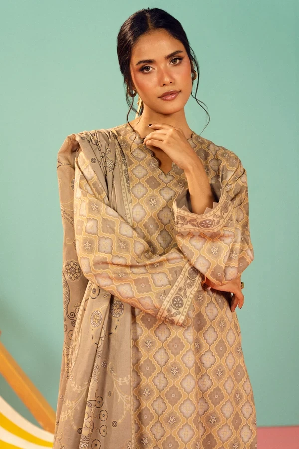 RTS | SHIRT, TROUSER & DUPATTA  - EC345-3P26B-Beige