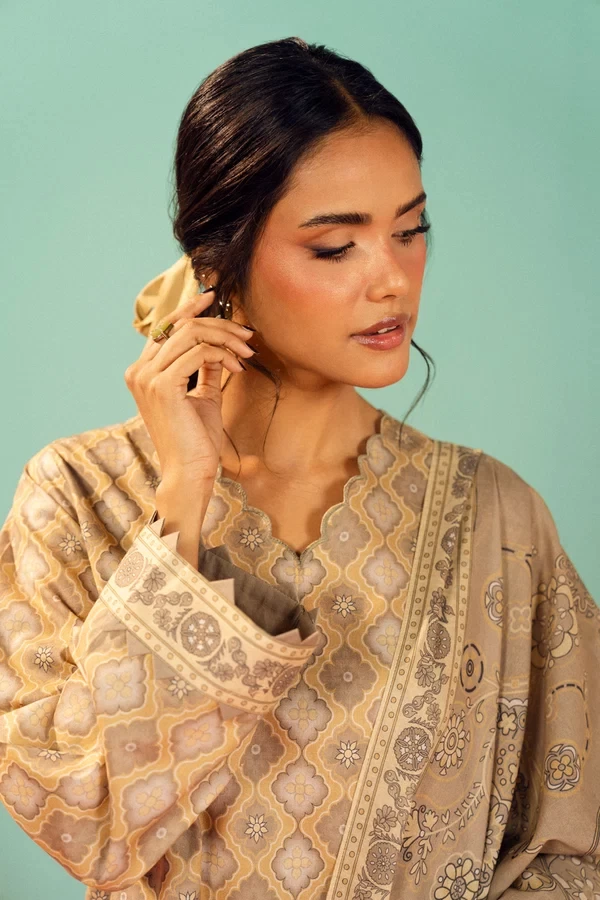 RTS | SHIRT, TROUSER & DUPATTA  - EC345-3P26B-Beige