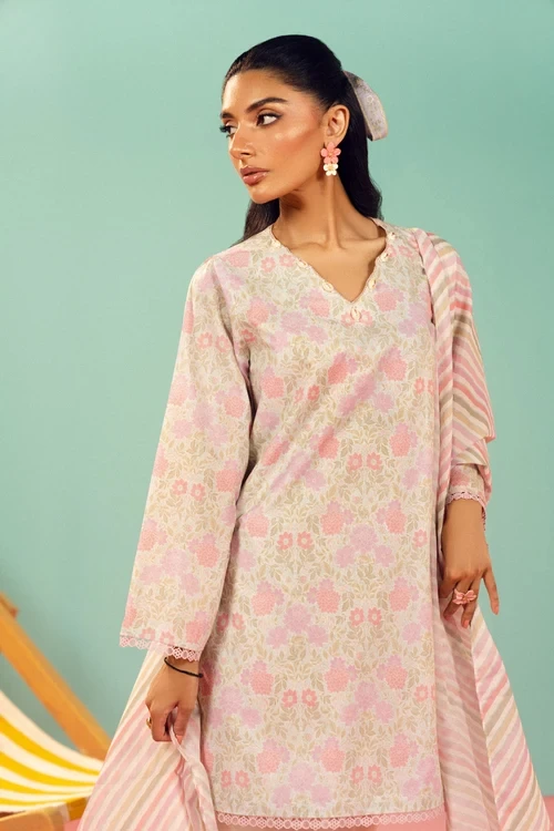 RTS | SHIRT, TROUSER & DUPATTA  -  EC342-3P26B-White