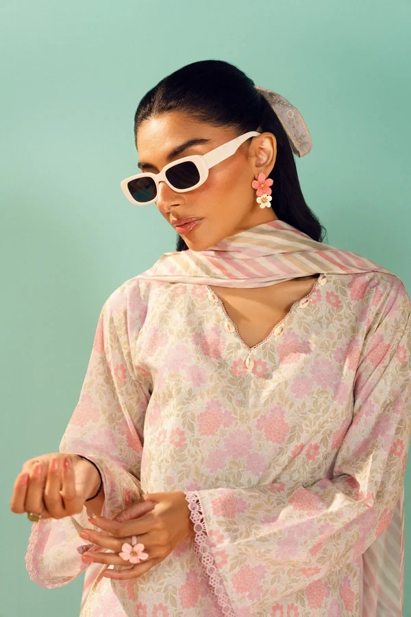 RTS | SHIRT, TROUSER & DUPATTA  -  EC342-3P26B-White