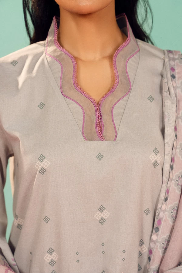 RTS | SHIRT, TROUSER & DUPATTA  - EC336-3P26-Grey