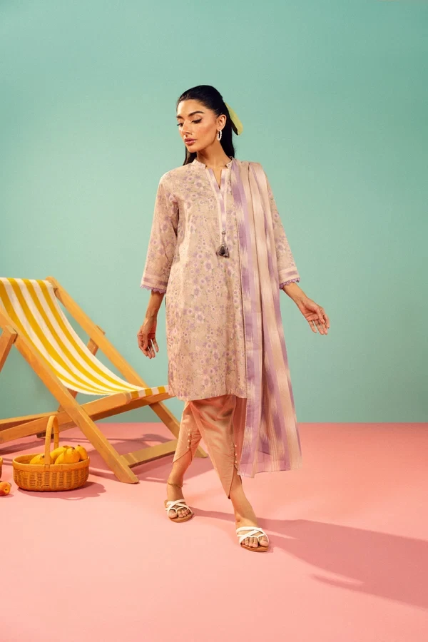 RTS | SHIRT, TROUSER & DUPATTA - EC341-3P26B-Lilac