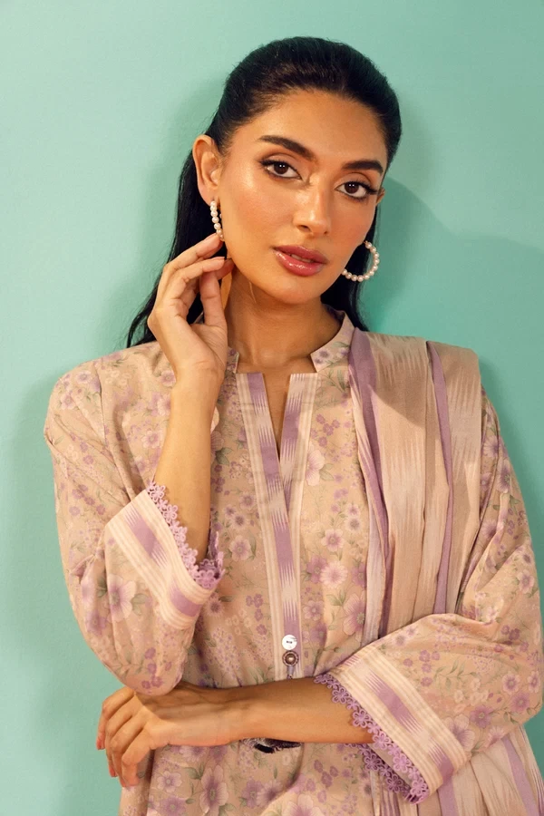 RTS | SHIRT, TROUSER & DUPATTA - EC341-3P26B-Lilac