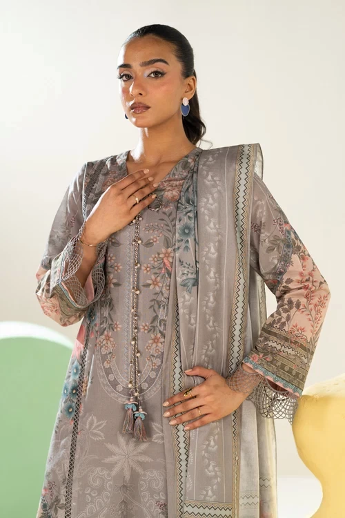 RTS | SHIRT, TROUSER & DUPATTA  - EC332-3P26-Grey