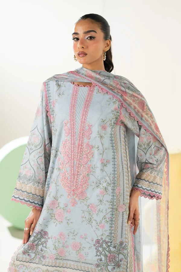RTS | SHIRT, TROUSER & DUPATTA  - EC329-3P26-Blue