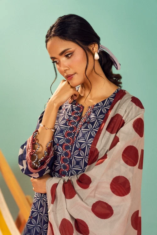 RTS | SHIRT, TROUSER & DUPATTA  - EC337-3P26-Blue