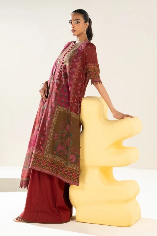RTS | SHIRT, TROUSER & DUPATTA - EC335-3P26 B-Rust