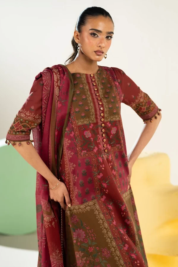 RTS | SHIRT, TROUSER & DUPATTA - EC335-3P26 B-Rust