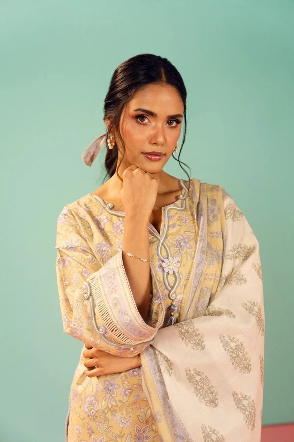RTS | SHIRT, TROUSER & DUPATTA - EC344-3P26A-Yellow