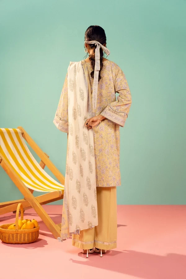 RTS | SHIRT, TROUSER & DUPATTA - EC344-3P26A-Yellow