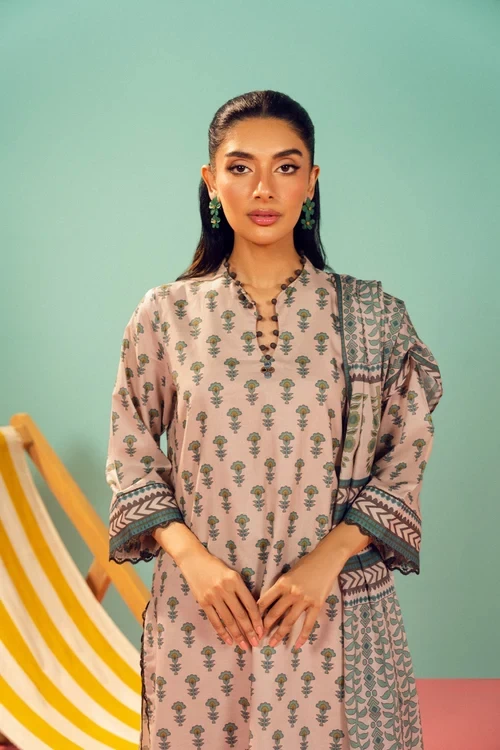 RTS | SHIRT, TROUSER & DUPATTA - EC340-3P26A-Beige