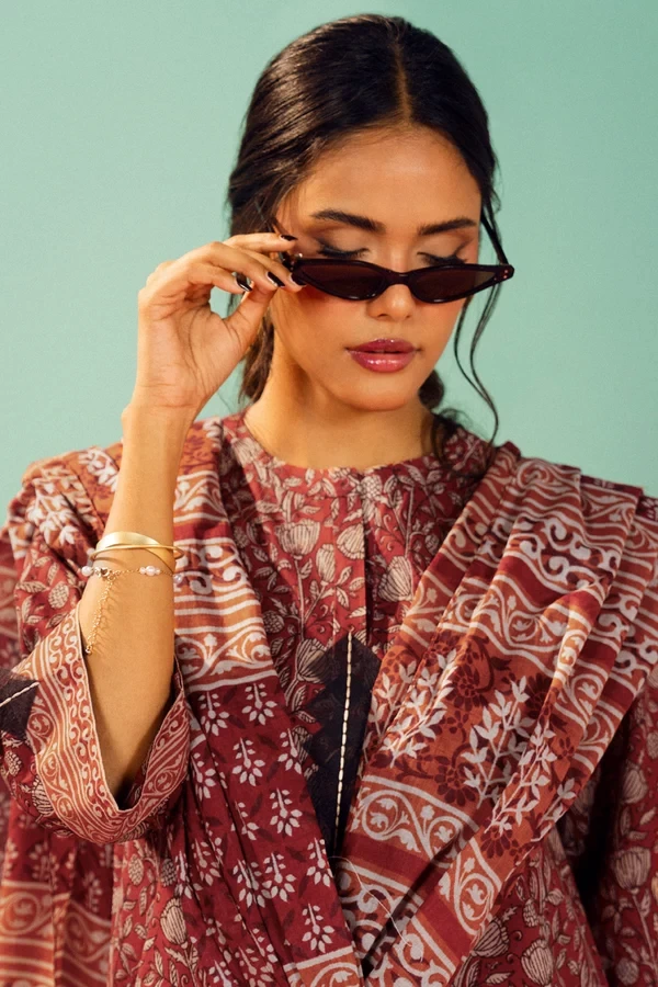 RTS | SHIRT, TROUSER & DUPATTA - EC339-3P26A-Red