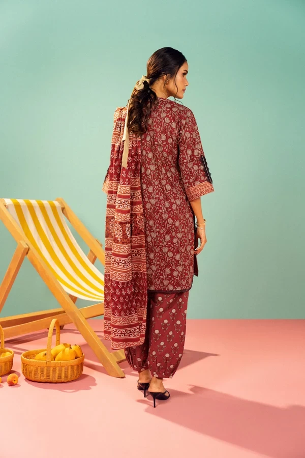 RTS | SHIRT, TROUSER & DUPATTA - EC339-3P26A-Red