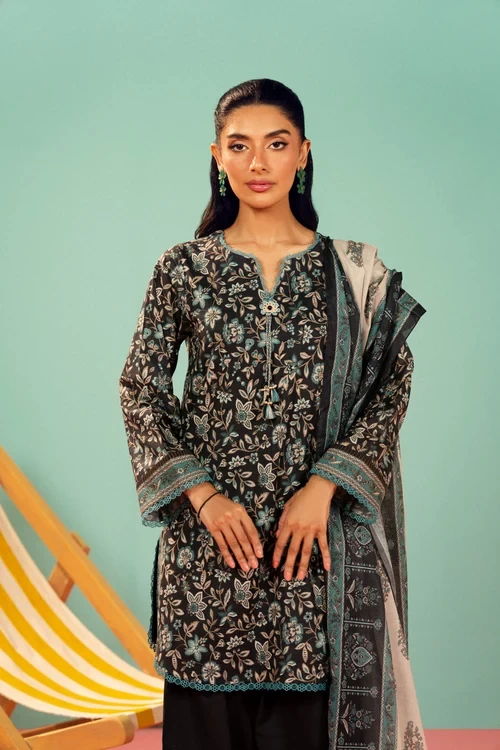 RTS | SHIRT, TROUSER & DUPATTA  - EC344-3P26B-Dark Blue