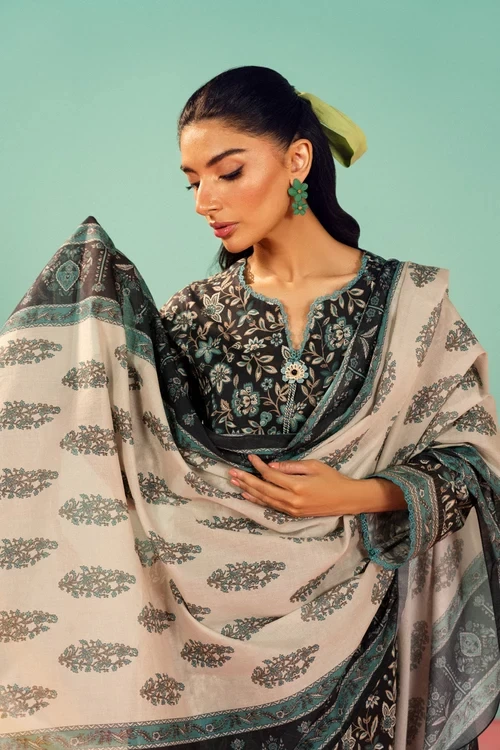 RTS | SHIRT, TROUSER & DUPATTA  - EC344-3P26B-Dark Blue