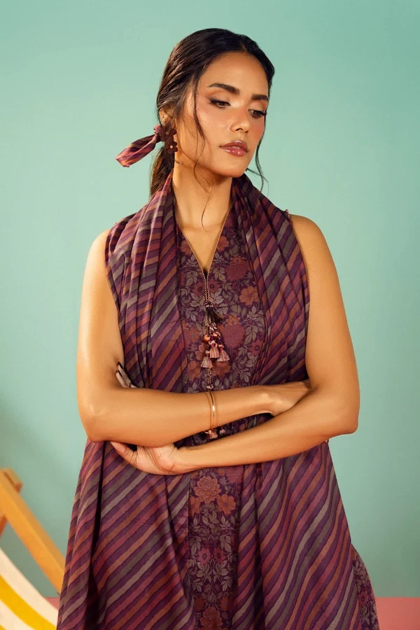 RTS | SHIRT, TROUSER & DUPATTA - EC342-3P26A-Purple