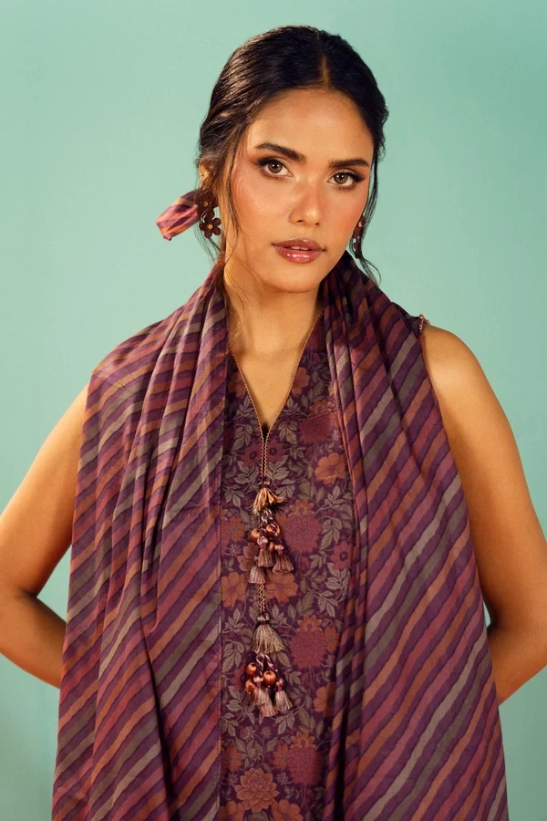 RTS | SHIRT, TROUSER & DUPATTA - EC342-3P26A-Purple