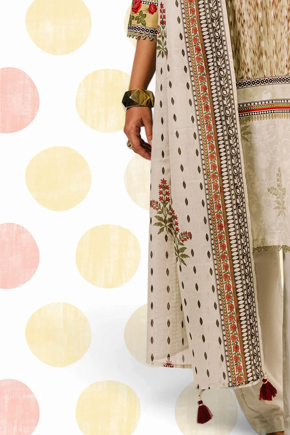 3 Piece Printed Cotton Suit with Printed Lawn Dupatta - W-FB-AP-26-479359