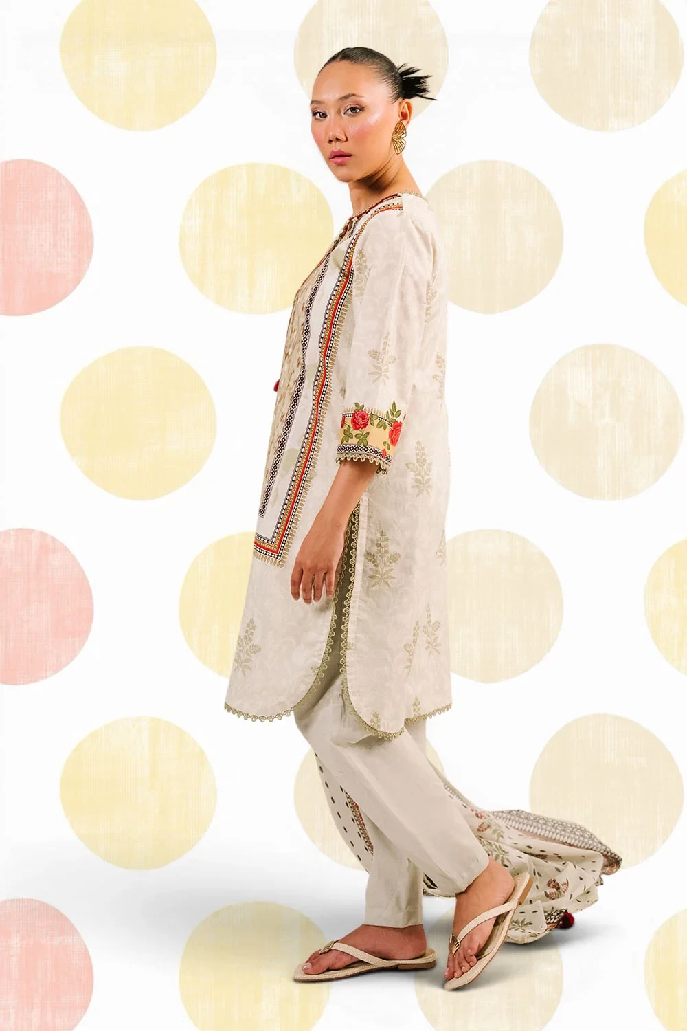 3 Piece Printed Cotton Suit with Printed Lawn Dupatta - W-FB-AP-26-479359