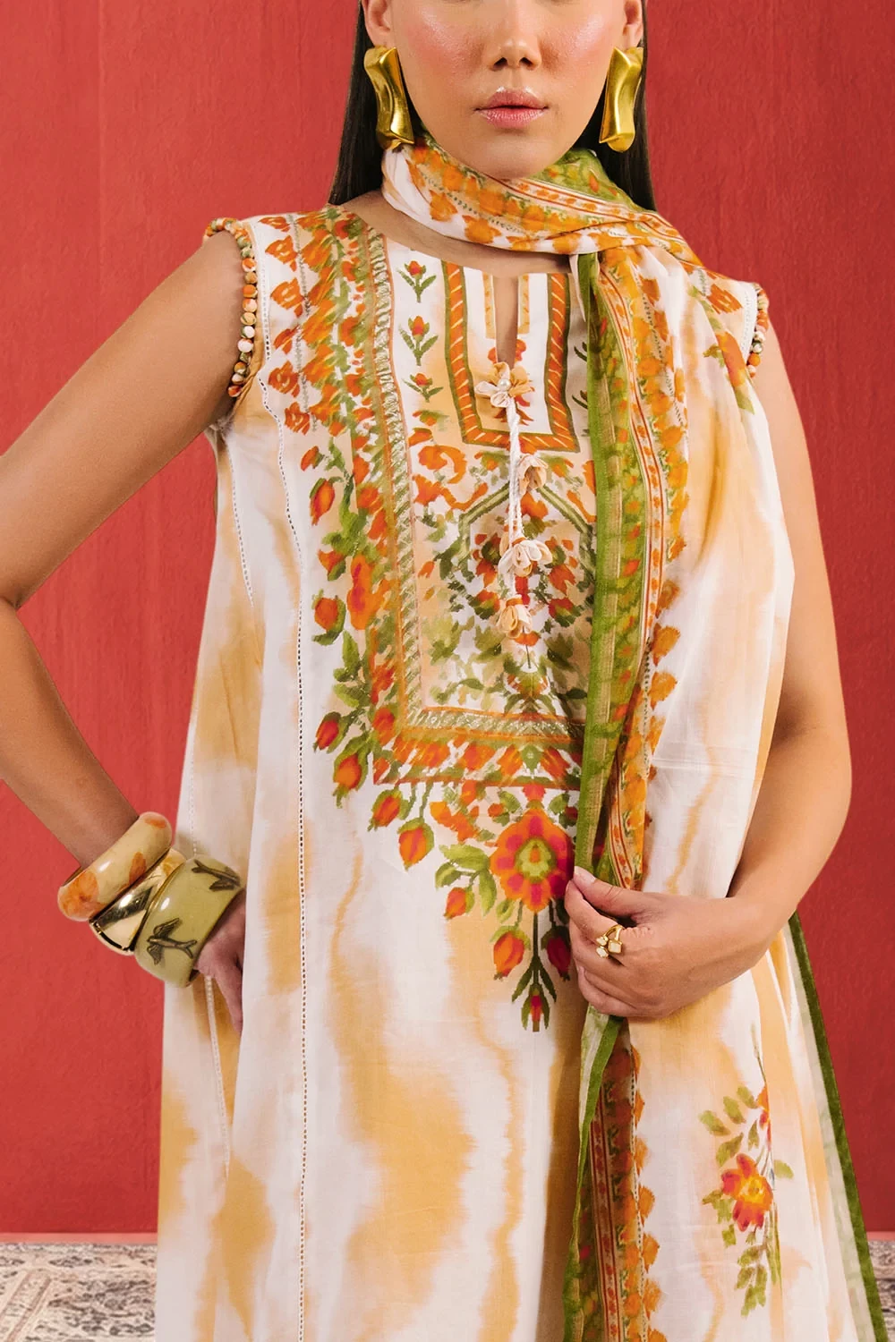 3 Piece Printed Cotton Suit with Printed Lawn Dupatta - W-FB-AP-26-479358