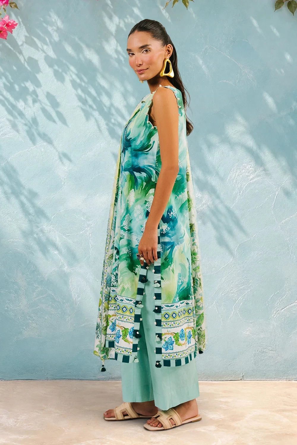 3 Piece Printed Cotton Suit with Printed Lawn Dupatta - W-FB-AP-26-479357