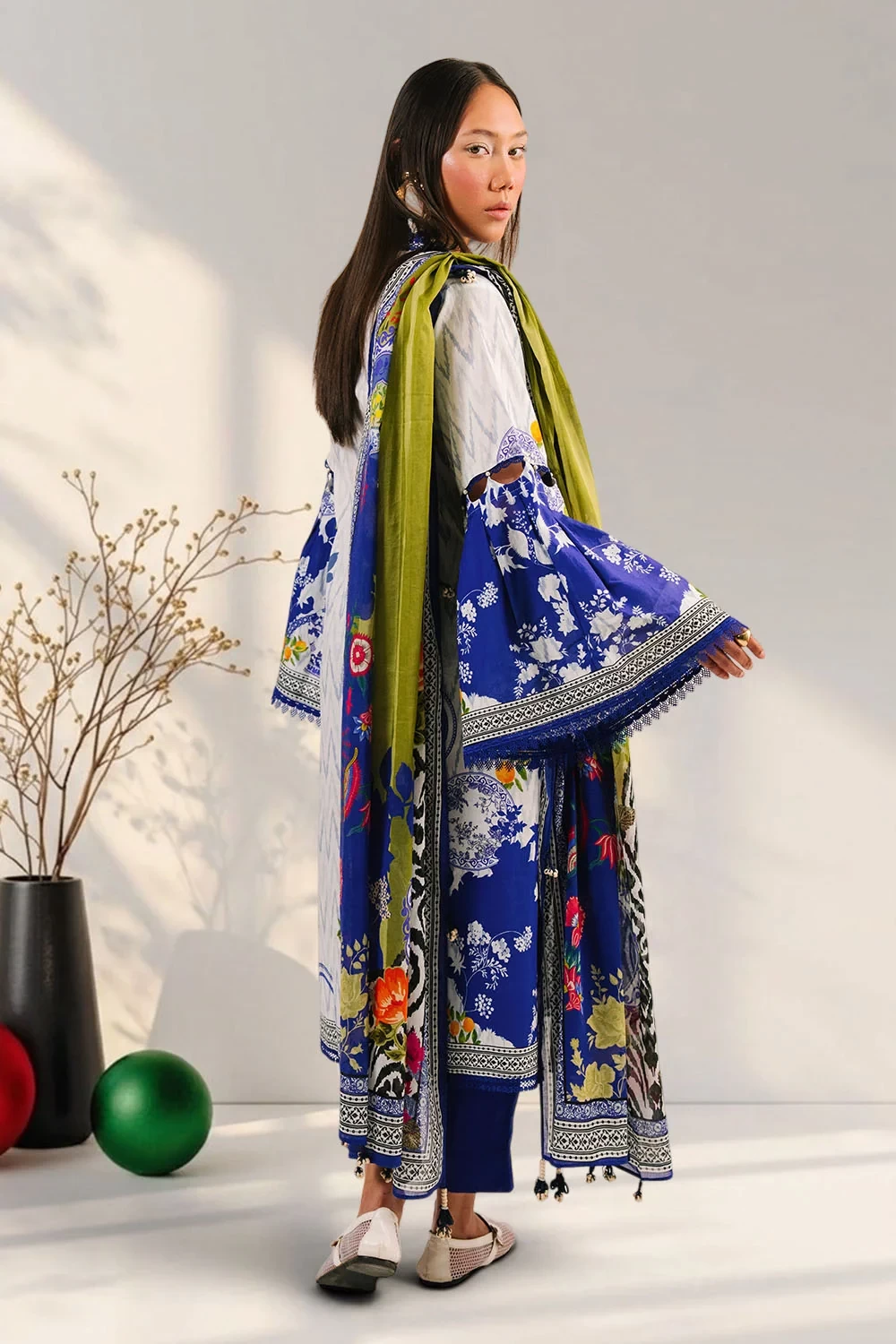 3 Piece Printed Cotton Suit with Printed Lawn Dupatta - W-FB-AP-26-479354