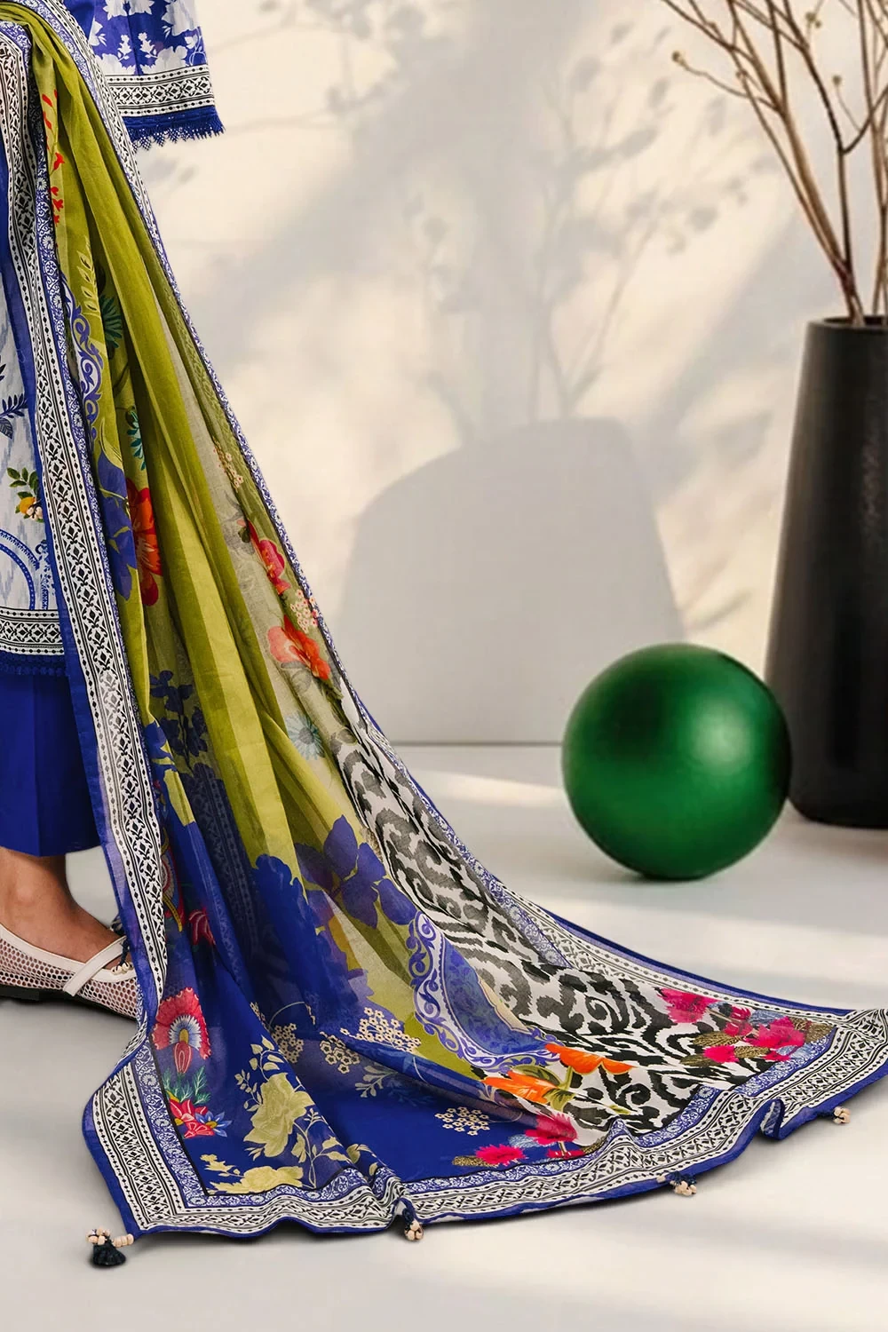 3 Piece Printed Cotton Suit with Printed Lawn Dupatta - W-FB-AP-26-479354