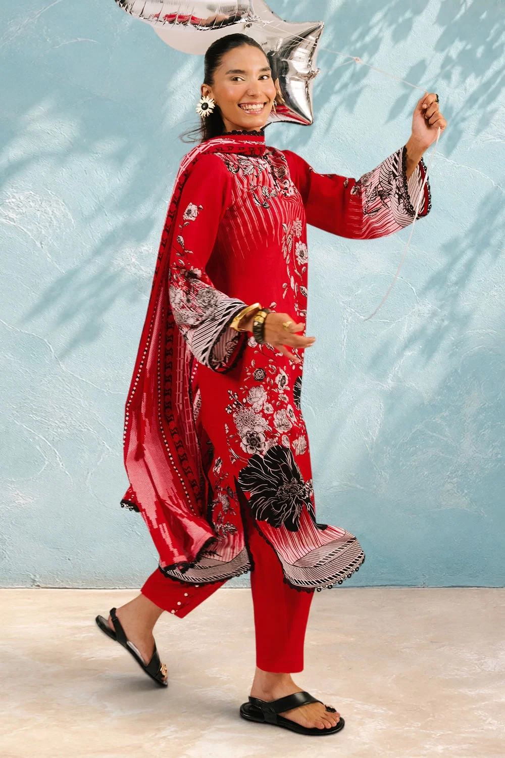 3 Piece Printed Cotton Suit with Printed Lawn Dupatta - W-FB-AP-26-479360