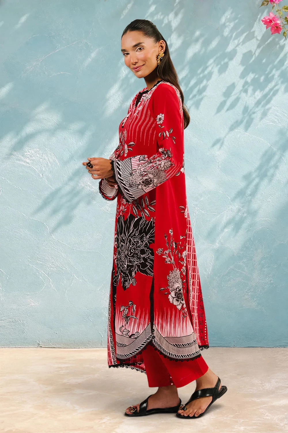 3 Piece Printed Cotton Suit with Printed Lawn Dupatta - W-FB-AP-26-479360