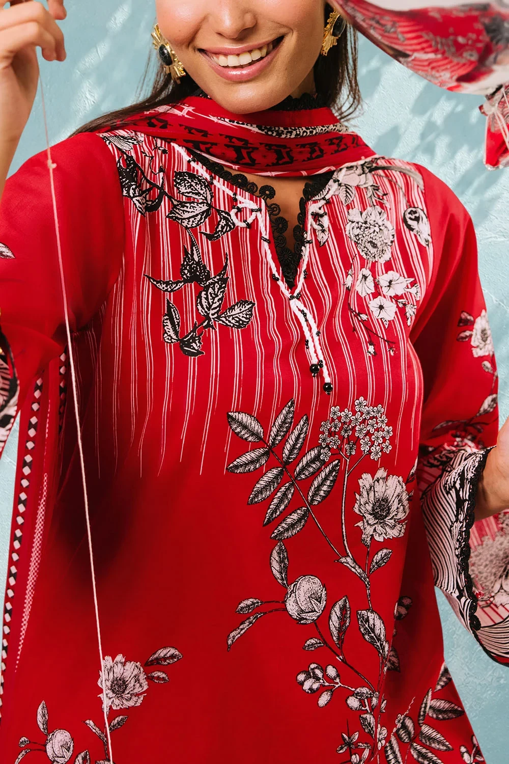 3 Piece Printed Cotton Suit with Printed Lawn Dupatta - W-FB-AP-26-479360