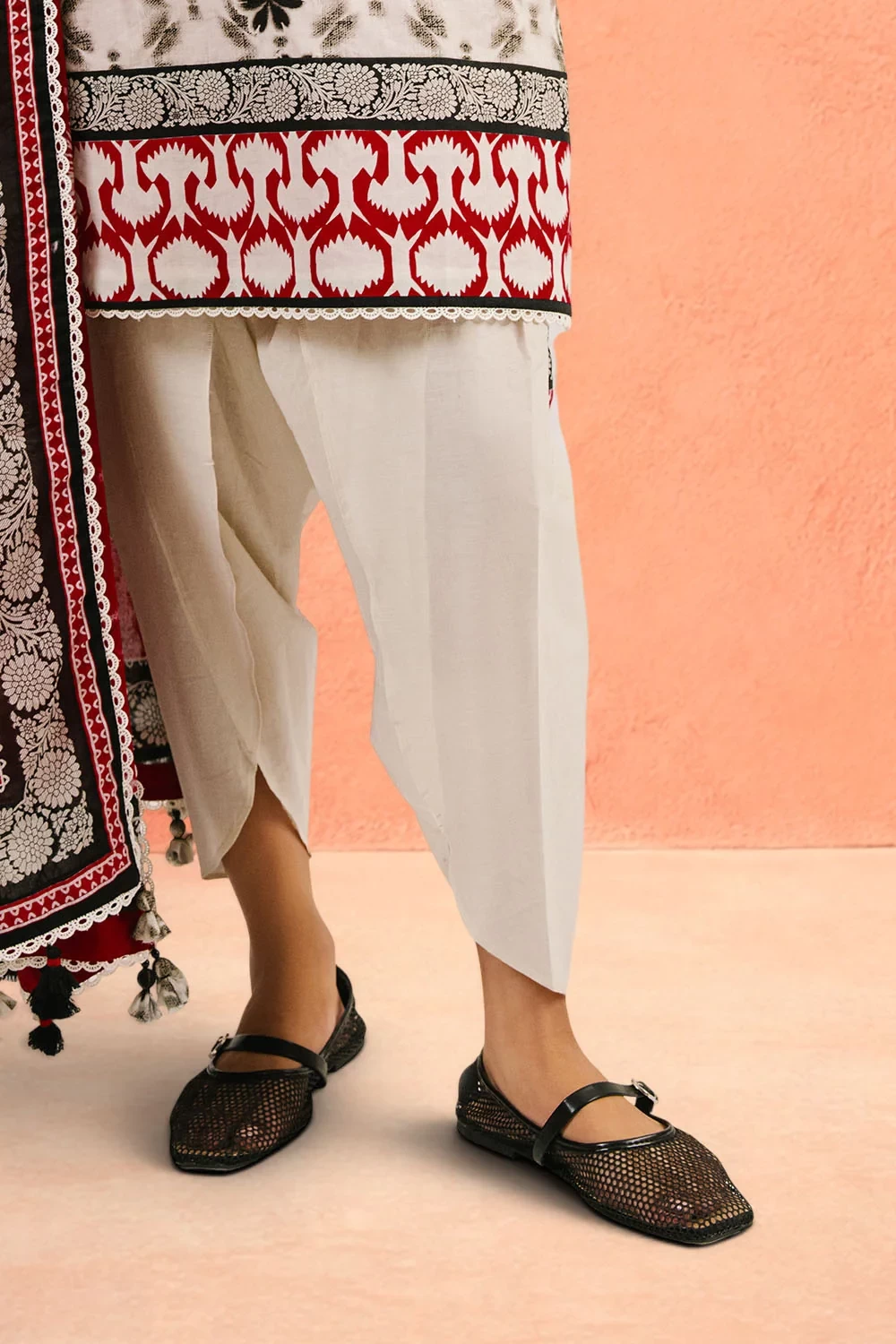 3 Piece Embroidered Printed Cotton Suit with Printed Denting Lawn Dupatta - W-FB