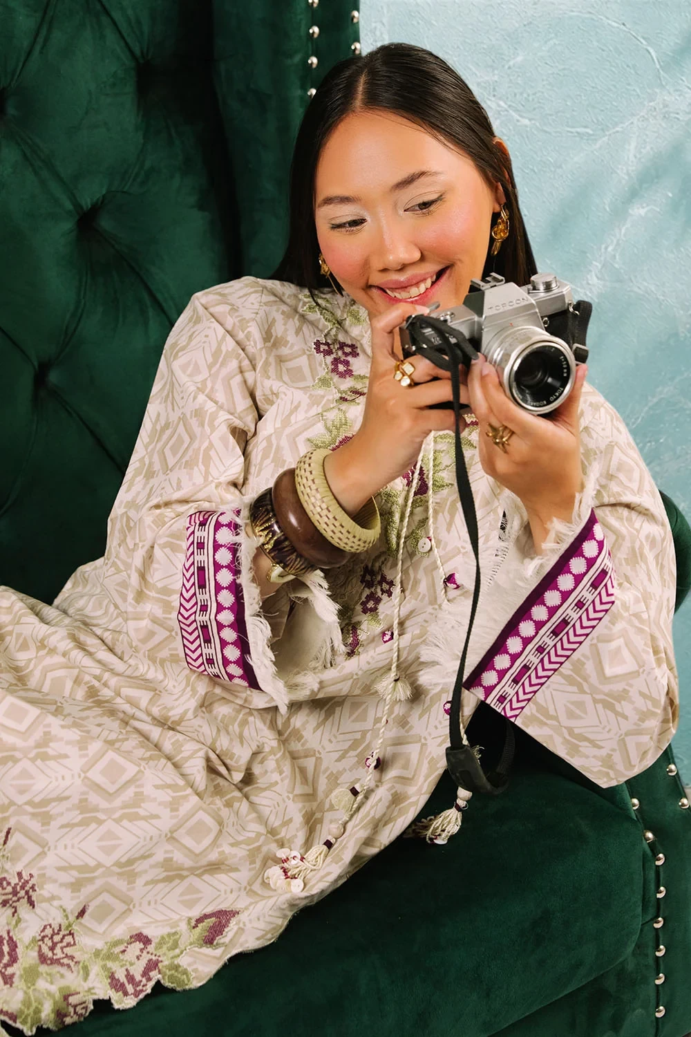3 Piece Printed Cotton Suit with Printed Denting Lawn Dupatta and Embroidered Ne