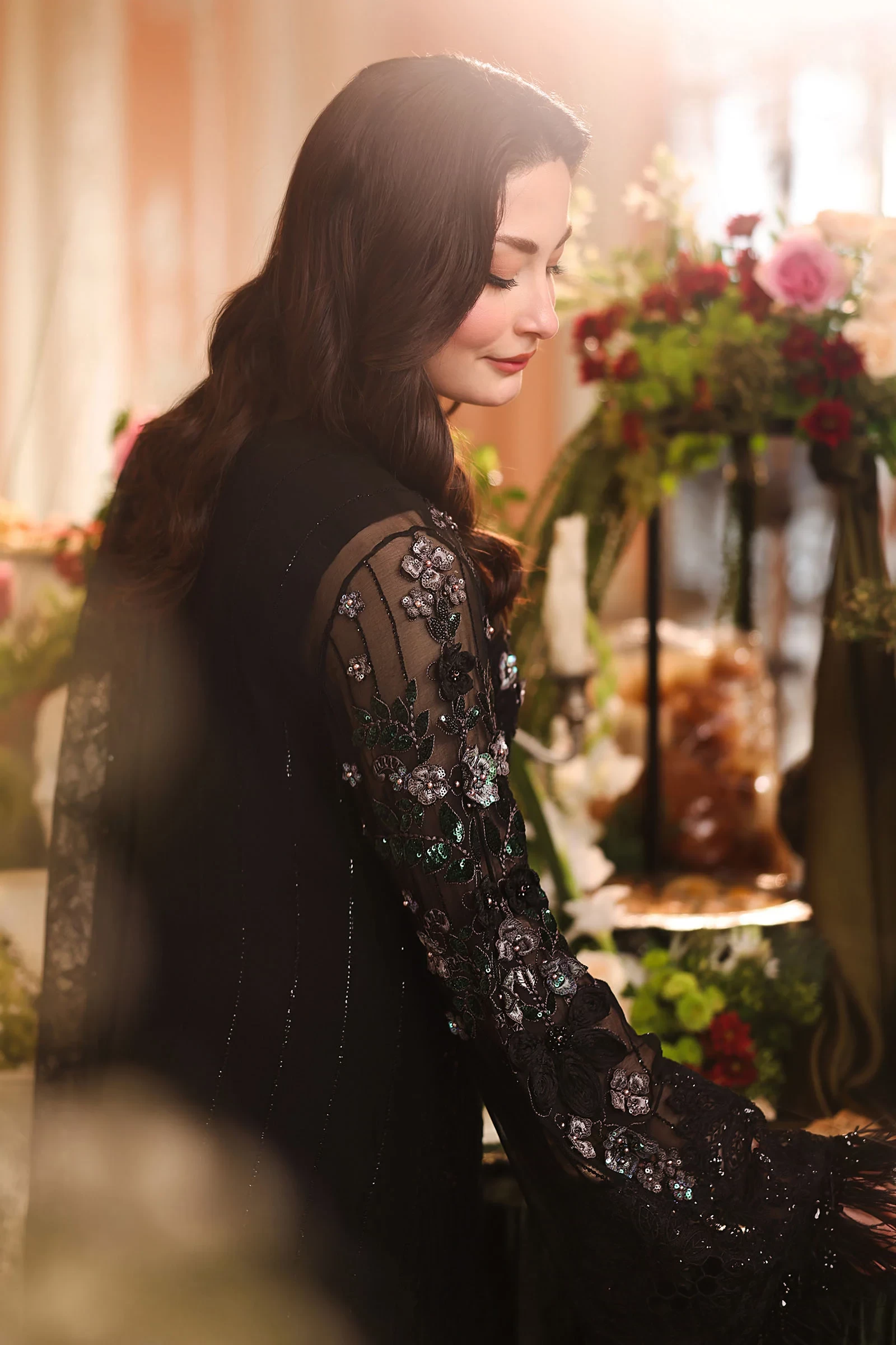 3 Piece Embroidered Chiffon Suit - MPC-26-204-Black